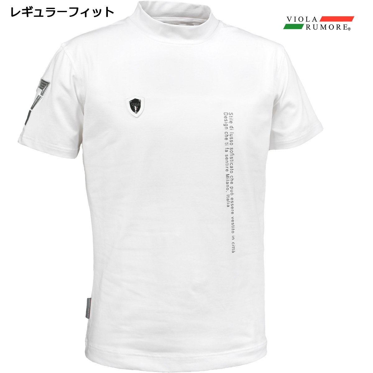 VIOLA rumore ヴィオラ ビオラ Tシャツ 半袖 モックネック シンプル メンズ mens(ホワイト白) 31318